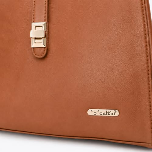 Image of Celtic Genuine Leather Shoulder Bag with Zip Closure Spacious Main Compartment and Long Shoulder Straps for Work Travel and Daily Use | Black |Gifts for Women