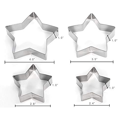 Surgehai Star Cookie Cutter Set, 4-Piece Stainless Steel Stars Cutters #TOP1
