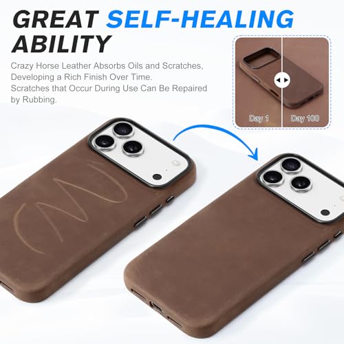 Image of SHIELDON Genuine Leather Case for iPhone 17 Pro Max 6.9 inch 2025,Dark Brown