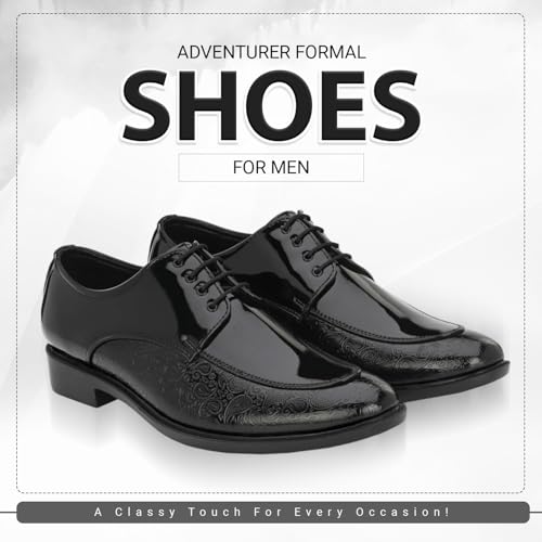Image of STANPHORD Men Formal Derby Shoes | Textured Patent Leather Lace-Up | Cushioned Insole | Office Business Lightweight Dress Shoes (TPAL 7222)