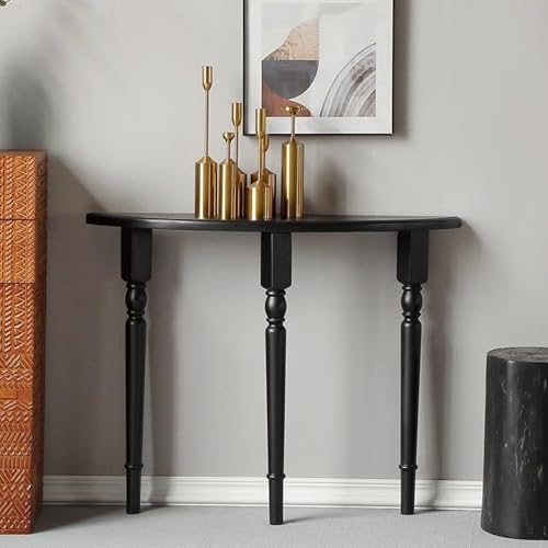 Mesa de sofá decorativa semicircular negra de 90cm para pasillo, entrada y recibidor 4