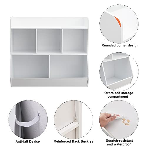 Kovhzcu Toy Storage Organizer With Bookshelf, 5-Cubby Children's Toy Shelf, Toy Storage Cabinet, Suitable For Children's Room, Playroom, Hallway, Kindergarten, School #TOP3