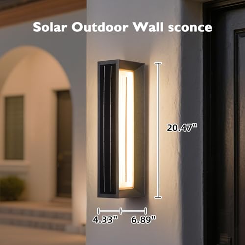 PAKEDANDUN Solar Exterior Lighting Fixtures, 20.5" Waterproof Front Porch Light, 3000K LED Outdoor Sconce Lights, Modern Outdoor Wall Sconces, Extra Large Wall Lantern for House Garage Doorway Patio — view 2
