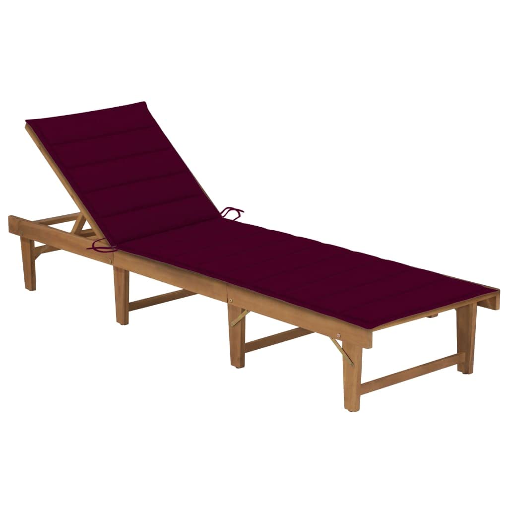 Gartenliege Sonnenstuhl Outdoor-Liege Strandliege Klappbare Sonnenliege mit Auflage Akazie Massivholz für Gärten, Pools, Terrassen