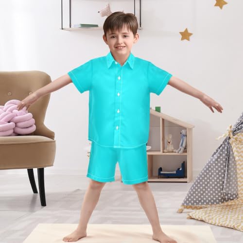 Image of 3T Toddler Boy Shorts Set Black Hawaiian Button Down Shirts Summer Outfits for Little Boy
