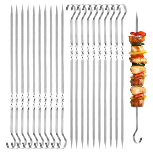 Luxoraiova 20 Stück BBQ Grillspieße Edelstahl, 30CM Grill Kabob Spieße, Schaschlikspieße Edelstahl, Extra Stark, Grillzubehör, Fleischspieße, kebab spieße für...