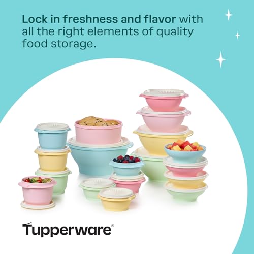 Image of Tupperware Heritage Collection 36 Piece Food Storage Container Set in Vintage Colors- Dishwasher Safe & BPA Free - (18 containers + 18 lids)