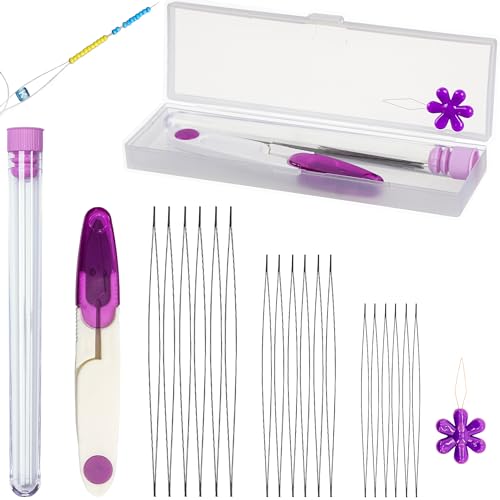 22Pcs Beading Needles for Jewelry Making,Seed Beads Tools,Include 18 Big Eye Beading Needles,Needle Bottle,Needle Threaders,Storage Box