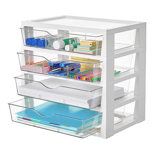 Vtopmart Clear Desk Organizer, 4-Tier Assemble Desktop File Organ...