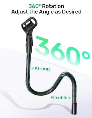 Image of 19 inch Flexible Gooseneck Mic Stand with Desk Clamp【Heavy Duty】 & with 2 Mic Holders, 1 /4 inch & 3 /8 inch Adapters，for Gaming, Live Streaming, Podcast, Conference, and Podium