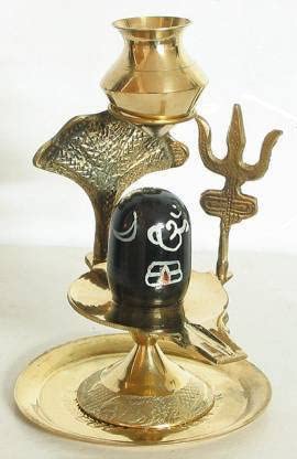 Shiv Ji Idol Shivling Shivji Decorative Showpiece - 10 cm (Brass, Black)