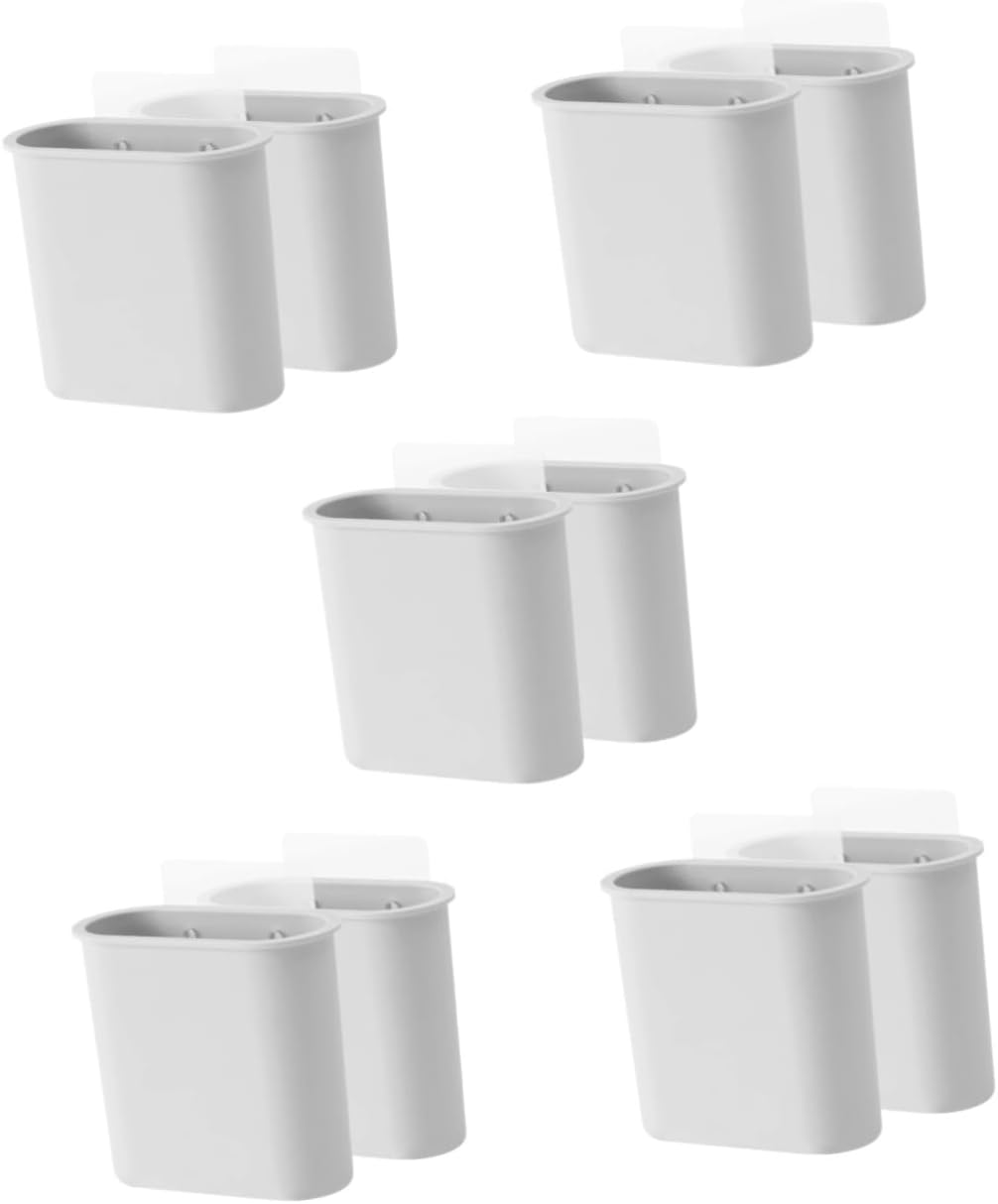 Alipis 10 Pcs Toothbrush Holder Wall Organizer for Kitchen Wall Organizer for Office Kitchen Wall Organizer Bathroom Vanity Organizer Wall Bathroom Organizer Bedroom Wall Organizer, Greyx5pcs