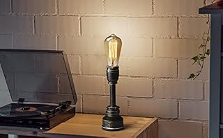 JINYU Vintage American Village Style Desk Light Creative Table Lamp Alloy Metal Water Pipe Table Night Lights, Bedside Desk Lamps, Industrial Steampunk Retro Base E27 Holder Fitting Lighting Fixture