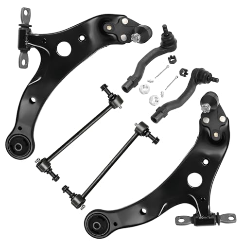 Image of Detroit Axle - 6pc Front End Suspension Kit for Toyota 2002-2003 Camry Lexus ES300, 2 Lower Control Arms with Ball Joints Assembly 2 Outer Tie Rods 2 Sway Bar Links Replacement