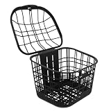 GRIRIW Cestino per Bici Elettrica Nero in Plastica Design Robusto e Accesso Facilitato, Cestino Anteriore per Uso Dinamico su Bicicletta e Bici Elettrica