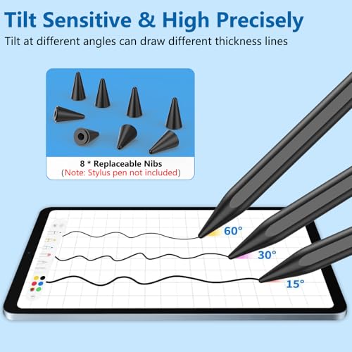 Image of 8 Pack Pencil Tips, Replacement Tips Only Compatible with Our KARFUN Pencil, iPencil Nib for iPad Pencil 2018-2023, iPad 10 /9 /8 /7 /6 Gen, iPad Pro 11 /12.9, iPad Air 5 /4 /3, iPad mini 6 /5Gen (Black)