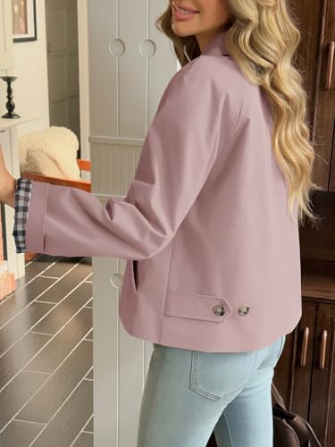 Image of Tankaneo Womens Cropped Trench Coat Lightweight Single Breasted Jacket Fall Windbreaker Fashion Outerwear