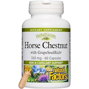 HerbalFactors by Natural Factors, Horse Chestnut, Antioxidant Support for a Healthy Circulatory System and Veins with GrapeSeedRich, 60 capsules (60 servings)