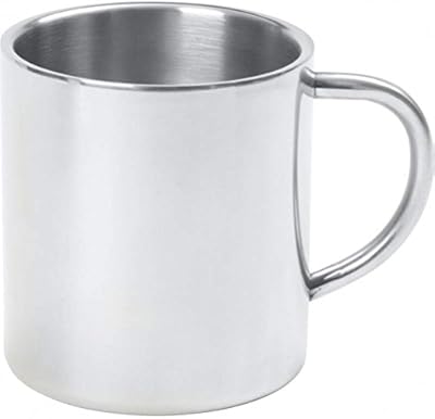 Maxam Double-Walled Stainless-Steel Coffee Mug with Handle (15 Ounces)