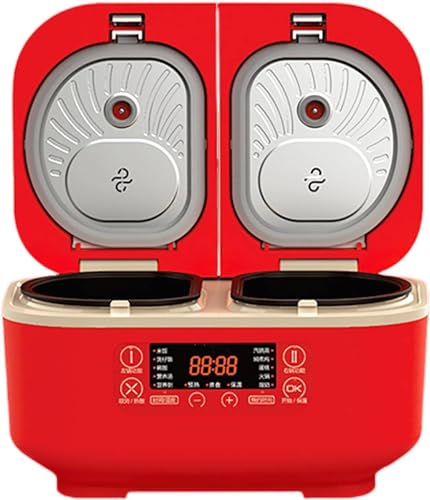 XCSCUK Olla arrocera eléctrica, 700W 1.5L 1.5L Olla arrocera integrada de Doble Revestimiento, 12H Cita,para Familia, Restaurante (Red)