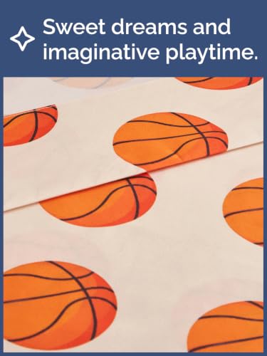 Image of Kids Queen Size Basketball Bed Sheets - 4 Piece Kids Basketball Sheet Set - Sporty Hoops Bedding - Ultra-Soft, Cute & Cozy - Breathable & Machine Washable - Bed Set for Boys, Girls, Teens & Toddlers