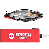 DawnBox EpiPen Carry Case for 2 Pens - Dual-Sided Emergency Markings, Travel EpipenCase for Allergy & Asthma Emergencies, EpiPen Guidelines-15% of Reactions Need 2nd Dose in 20 Min(Red)