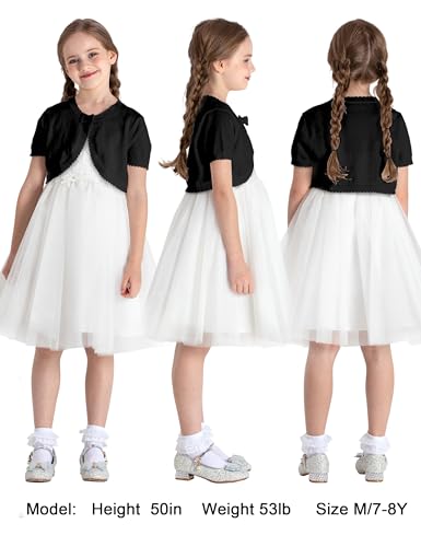 BOBOYOYO Short Sleeve Girls Shrug Cotton Knit Girls Cardigan Childrens Bolero Dress Sweater Toddler Shawl Cover Up for 3-14Y2