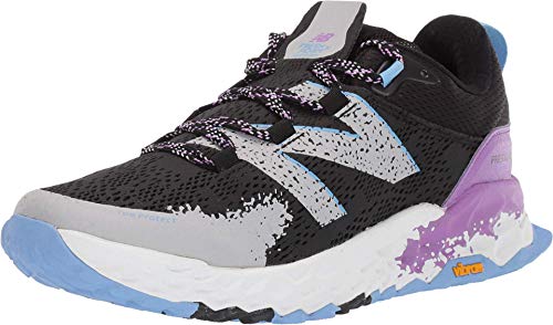 New Balance Hierro V5 Fresh Foam Trail Laufschuh für Damen, Schwarz (Schwarz/Neo-Violett), 39 EU