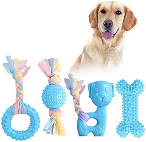 JYPS - Puppy Chew Toys, 4 Dog Teething Toys with Cotton Balls and...