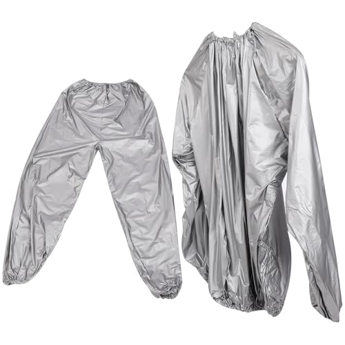 TOYANDONA Traje de Sauna para Fitness 0.1Mm Plateado, Sudadera y Pantalones Cómodos para Hombres y Mujeres, Adecuado para Rutina de Ejercicio