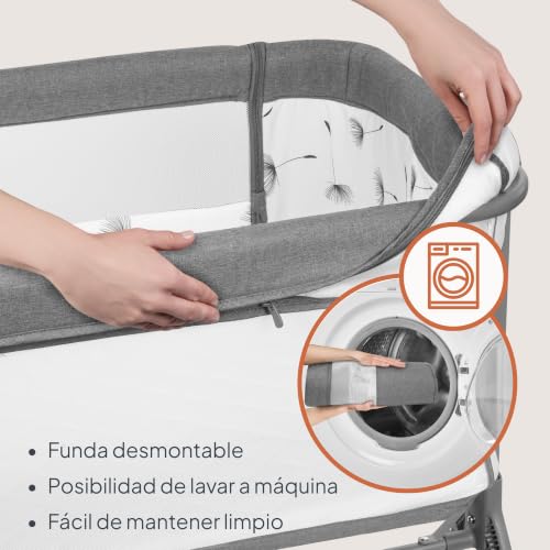 Miniatura 9 de Lionelo Leonie Plus 3 En 1 Cama De Bebé Independiente Hasta 9 Kg, Cama Supletoria Y Cuna, Ajuste De Altura, Panel Lateral Con Ventilación, Panel Lateral Desmontable, Ruedas Con Freno, Cesta Grande