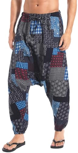 Pantalon d’Aladdin sarouel hippie pour homme taille 3XL rouge bleu