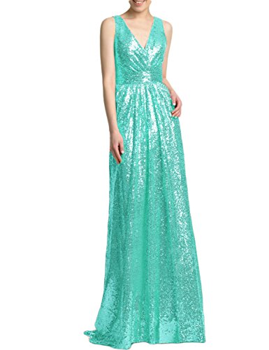 PromCC Women's Long Sequins Mermaid Evening Dress Formal Gowns Tiffany Blue 12