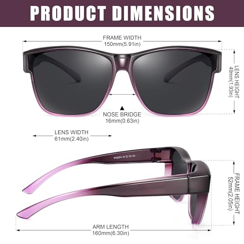 Image of Polarized Sunglasses Fit Over Glasses for Women Men, Oversized Square Sun Glasses UV400 Protection