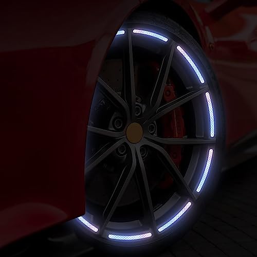 Image of 20PCS Car Wheel Hub Color Strong Reflective Stickers for Cars Night Safety Warning Reflective Stripe Decal Auto Motorcycle Wheels Rim Cycling Bicycle Truck Car Stickers (Color Sky)