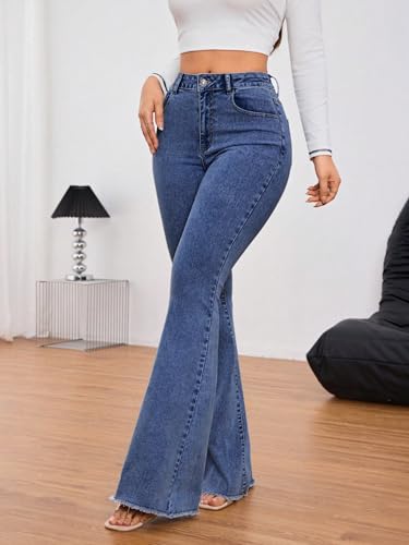 Image of KOTTY Women's Bootcut Flare Jeans with Slim Fit Thigh and Wide Hem Design