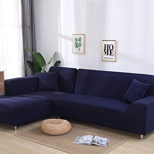 Housse de canapé extensible couleur unie pour canapé d'angle de salon 190 à 230 cm - 2