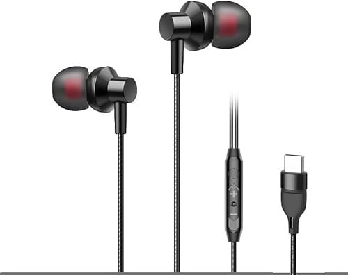 USB C Wired Earbuds with Microphone & Volume Control, HiFi Stereo Noise Isolatin