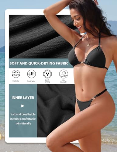 Women Two Piece Swimsuit Halter String Bikini Set Sexy Thong Cheeky Bathing Suits Cute Tie Side Triangle Swimwear4