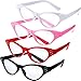 Jovitec 4 Pieces Cat Eye Glasses with Rhinestones 50's 60's Theme Party Classic Glasses for Retro Costume Dress Up Party Favor