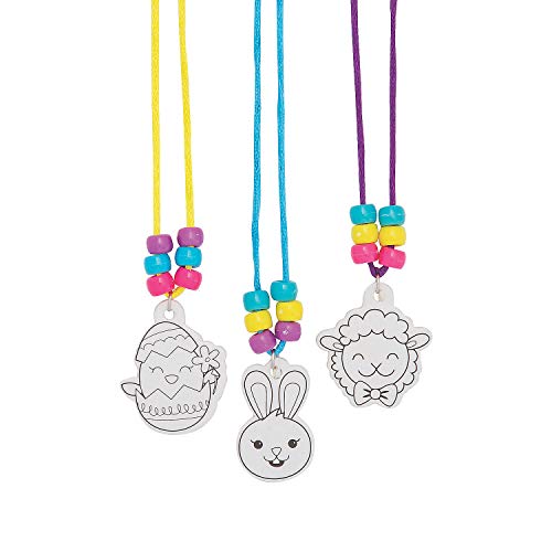 Color Your Own Easter Necklace Egg Fillers (24Pc) - Crafts for Kids and Fun Home Activities