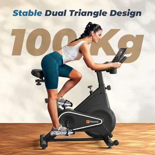 Image of Flexnest Flexbike 2026 Smart Exercise Cycle for Home | Bluetooth App Connected Spin Bike with 500+ Live Classes | 7Kg Flywheel, 100 Resistance Levels | 120Kg Capacity Indoor Fitness Bike (Flexbike EZ)