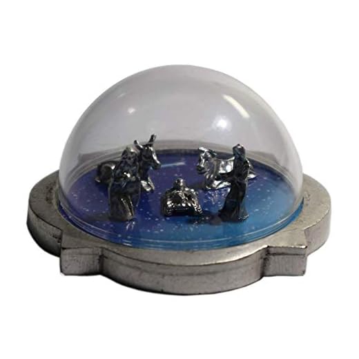 Nativité Dôme plaqué Argent - Crèche de noël Originale Complete - Miniatures à Collectionner - Sainte Famille avec bœuf et âne - Décoration de Noël - Cm 6 x 6 x H 3