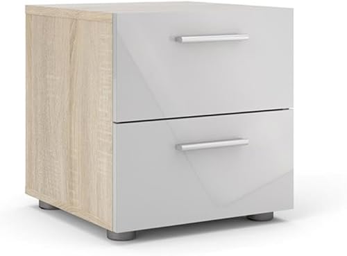 Miniatura 5 de Home Square Contemporary Style 4 Piece Bedroom Set with Two Nightstands 8 Drawer Double Dresser and 4 Drawer Chest in Oak and White Gloss