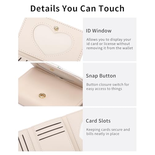 Image of GAEKEAO Small Wallet Women Leather Girls Cute Wallets Ladies Mini Trifold Card Holder Floral Pattern with ID Window Purse