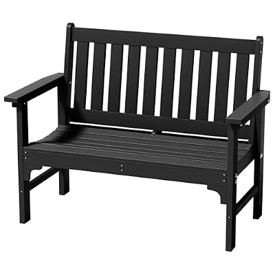 Devoko Outdoor Bench, HDPE Garden Bench Weatherproof, 2-Person 800 LBS Heavy Duty Patio Bench for Outdoors, Patio, Porch, Backyard (Black)