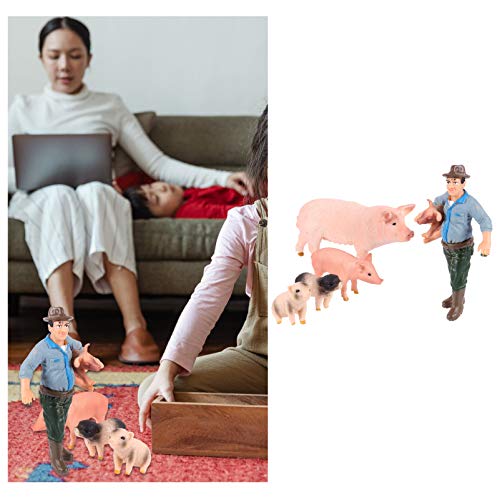 Cabilock Conjuntos 5Pcs Mini Figuras Brinquedos Figuras de Animais de Fazenda Com Fazenda de Porcos