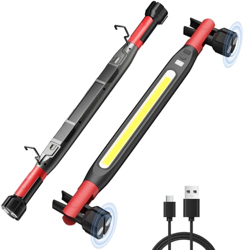 BulkWise 1 Pack Magnetic Work Light 2500LM Rechargeable LED Work Light Bar, 3000mAh Under Hood Mechanic Light for Garage, Workshop, Vehicle Inspection, Tool Gift for Men Boy Him