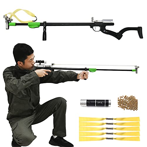 Runzkzy slingshots for Adults, Professional Slingshot Rifle for Hunting Telescopic Rod Laser Slingshot with 5 Replacement Bands, high Power Slingshot Catapult for Competition Practice (Package C)