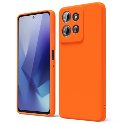 oakxco for Motorola Moto G Power 2025/ G Power 2026 Case Liquid Silicone, Cute Thin Slim Soft Rubber Gel for Women Men, Smooth Matte TPU Bright Color Girly Case & Camera Cover, Fluorescent Neon Orange